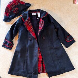 Vintage Little Bitty Plaid Dress, Coat & Hat 3 pc Set sz 4